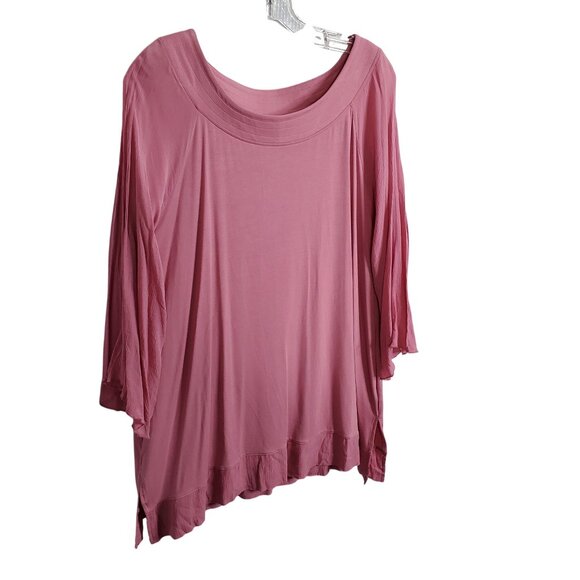 Soft Surroundings Tops - Soft Surroundings Size L Tunic Top Flowy Gauzy Crinkle Sleeves Relaxed Casual